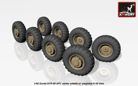 BTR-60 wheels w/ weighted K-58 tires 1:48 BTR-60 wheels w/ weighted K-58 tires 1:48