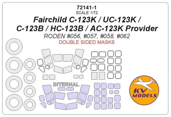 C-123/ HC-123 canopy & wheels mask for Roden 1:72