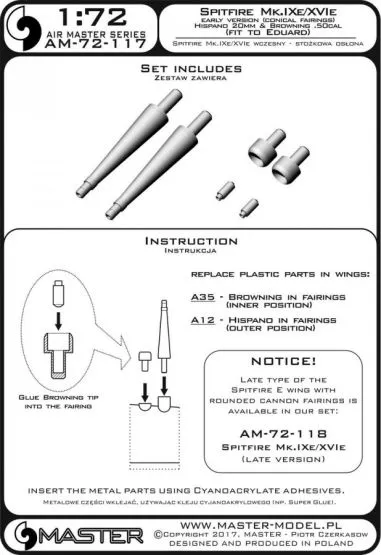 Spitfire Mk.IXe/XVIe early version - armament set 1:72