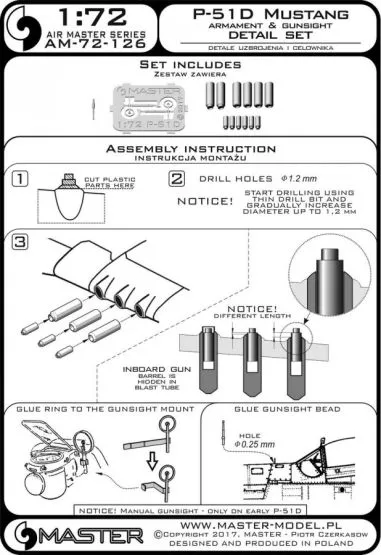 P-51D Mustang - armament & gunsight detail set 1:72