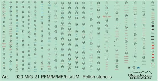 MiG-21PFM/M/MF/bis/UM Polish stencils 1:72