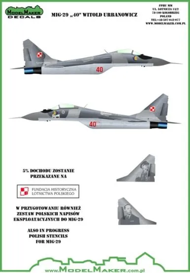 MiG-29 "40" Witold Urbanowicz 1:144