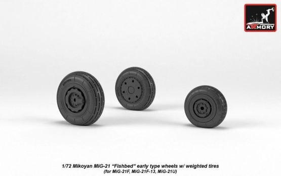 MiG-21 early type wheels w/ weighted tires 1:72