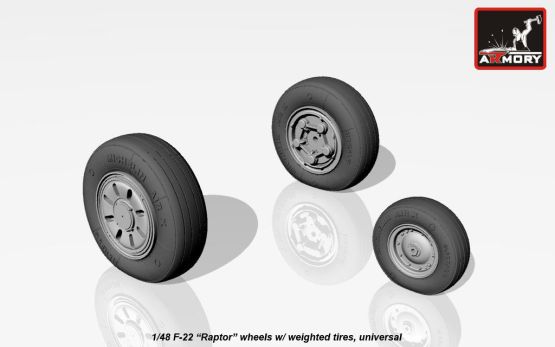 F-22 Raptor wheels w/ weighted tires 1:48