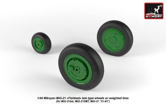 MiG-21 Fishbed wheels w/ weighted tires, late 1:48