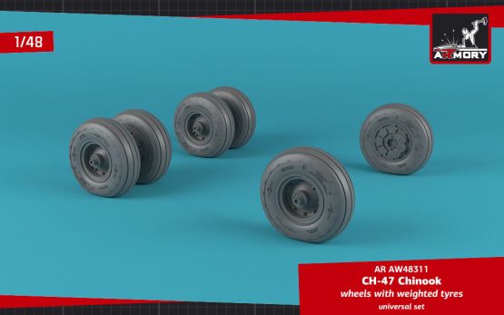 CH-47 Chinook wheels w/ weighted tires 1:48