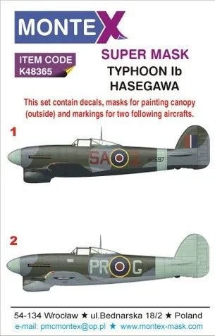 Typhoon Ib (car door) super mask for Hasegawa 1:48