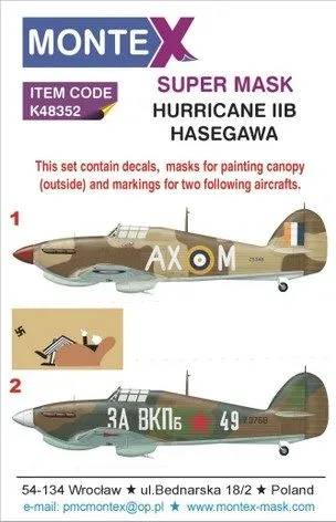 Hurricane Mk.IIb super mask for Hasegawa 1:48