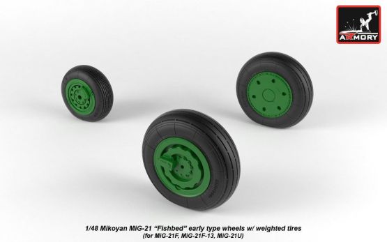 MiG-21 Fishbed early wheels w/ weighted tires 1:48