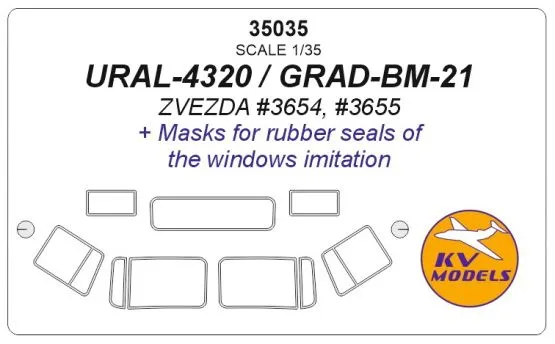 URAL-4320 mask for Zvezda 1:35 URAL-4320 mask for Zvezda 1:35