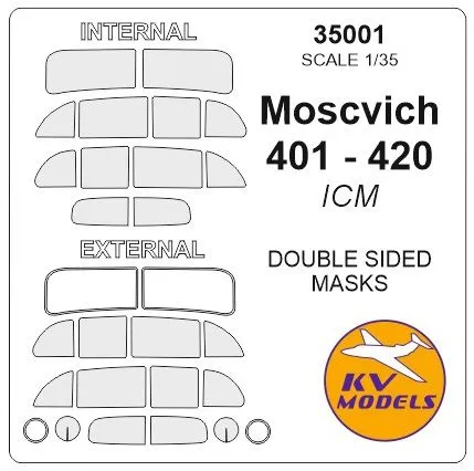 Moskvich 401-420 mask (double sided) for ICM 1:35