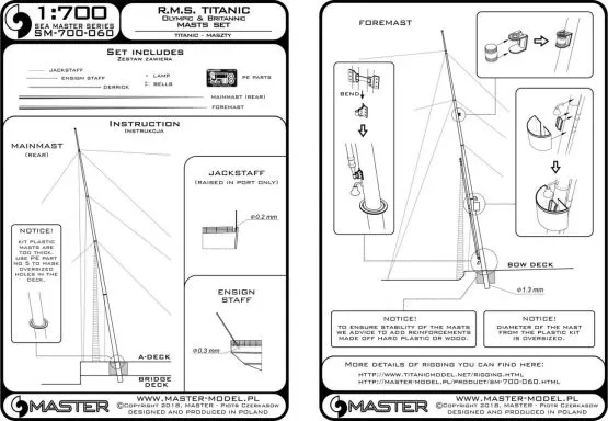 R.M.S. Titanic (Olympic, Britannic) - masts set 1:700