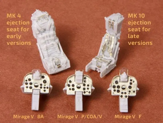 Mirage V cockpit set for Kinetic 1:48