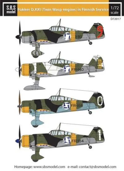 Fokker D.XXI (Twin-Wasp engine) in Finnish Service 1:72