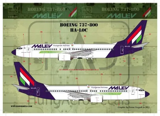 Boeing 737-800 Malev 1:144