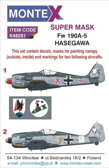 Fw 190A-5 Super Mask for Hasegawa P.2 1:48 Fw 190A-5 Super Mask for Hasegawa P.2 1:48