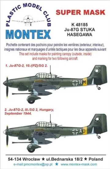 Junkers Ju 87G Super mask for Hasegawa 1:48