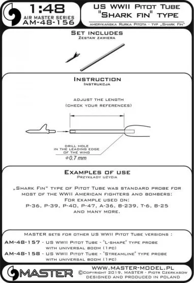 US WWII Pitot Tube - "Shark-fin" type probe 1:48