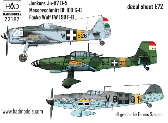 Ju-87D-5, Bf 109G-6, Fw 190F-8 in Hungarian Air Force 1:72