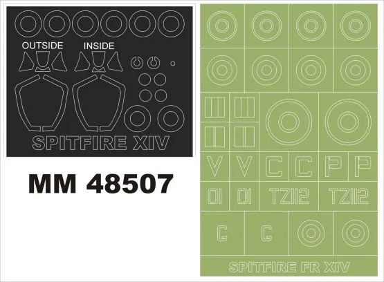 Spitfire FR Mk.XIV maxi mask for Airfix 1:48 Spitfire FR Mk.XIV maxi mask for Airfix 1:48