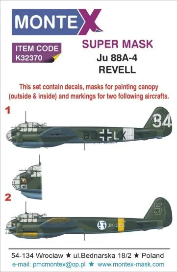 Ju 88A-4 super mask for Revell 1:32