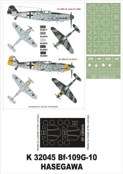 Bf 109G-10 super mask for Hasegawa 1:32