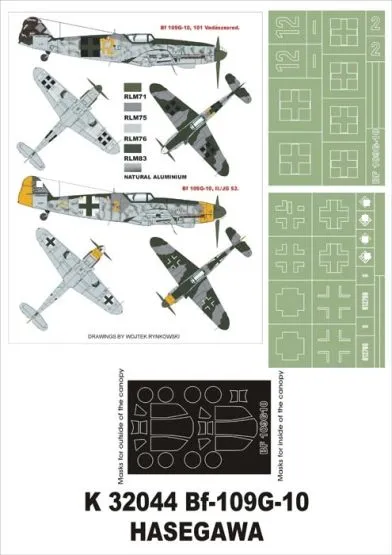 Bf 109G-10 super mask for Hasegawa 1:32