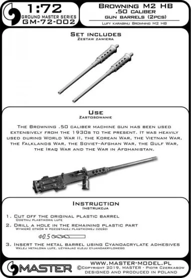 Browning M2 (Heavy Barrel) .50 caliber (12.7mm) - gun barrels 1:72