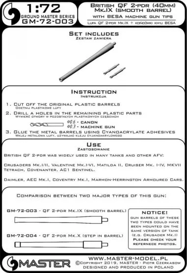 British QF 2-pdr (40mm) - version Mk.IX 1:72