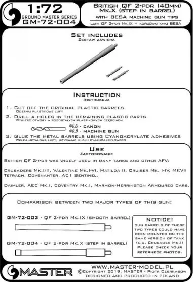 British QF 2-pdr (40mm) - version Mk.X 1:72