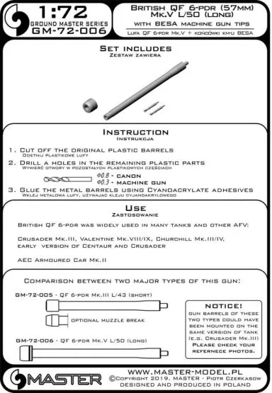 British QF 6-pdr (57mm) - version Mk.V 1:72