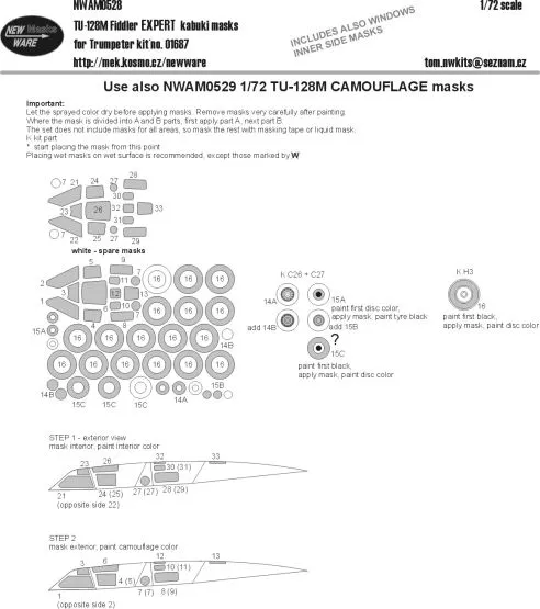 Tu-128M Fiddler EXPERT masks for Trumpeter 1:72