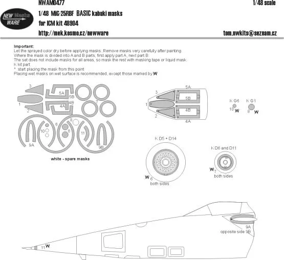MiG-25RBF BASIC mask for ICM 1:48