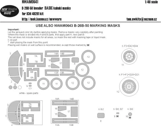 B-26B-80 Invader BASIC mask for ICM 1:48