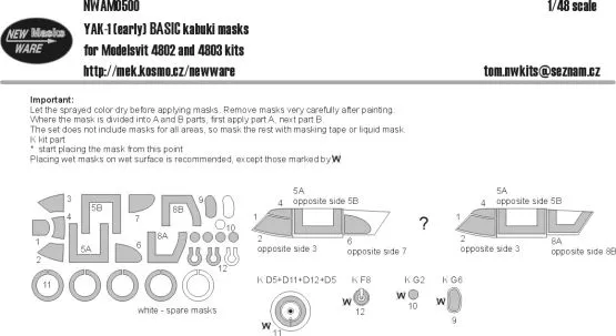 Yak-1 (early) BASIC mask for ModelSvit 1:48 Yak-1 (early) BASIC mask for ModelSvit 1:48