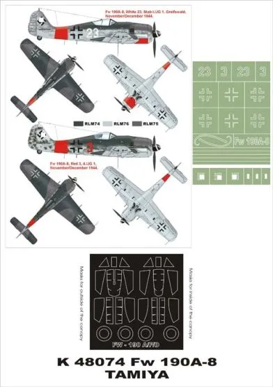 Fw 190A-8 super mask for Tamiya 1:48 Fw 190A-8 super mask for Tamiya 1:48