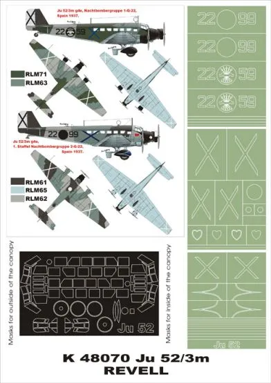 Ju 52/3M G4E super mask for Revell 1:48 Ju 52/3M G4E super mask for Revell 1:48