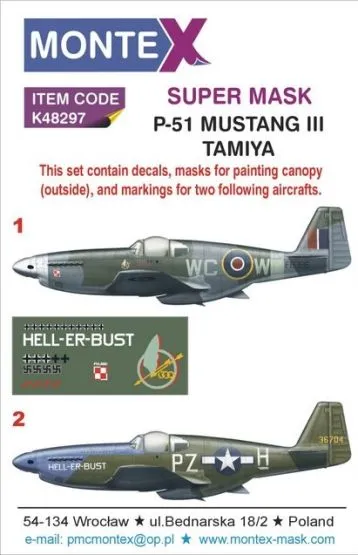 P-51 Mustang III (RAF,USAAF) super mask for Tamiya 1:48