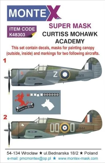 P-36 MOHAWK super mask for Academy 1:48