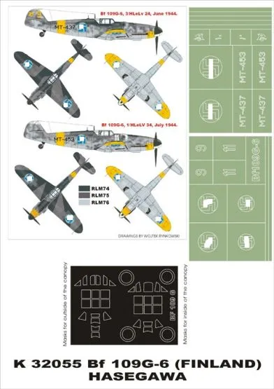 Bf 109G-6 (Finland) super mask for Hasegawa 1:32