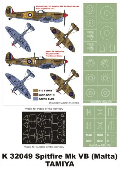 Spitfire Mk.Vb (Malta) super mask for Hasegawa 1:32