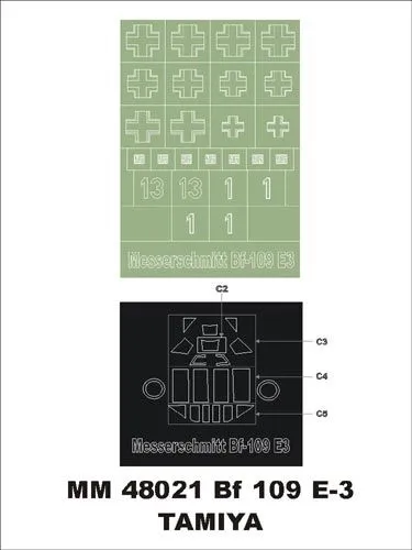 Bf 109E-3 maxi mask for Tamiya 1:48 Bf 109E-3 maxi mask for Tamiya 1:48