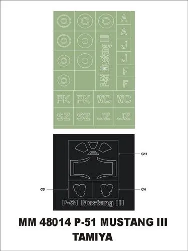 P-51B Mustang III maxi mask for Tamiya 1:48