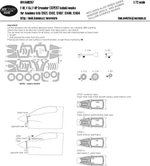 F-8E,J,P Crusader Expert mask for Academy 1:72 F-8E,J,P Crusader Expert mask for Academy 1:72