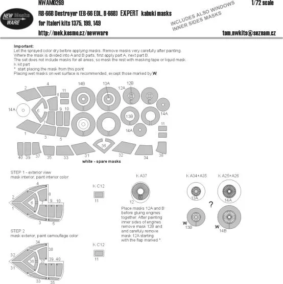 RB-66B Destroyer EXPERT mask for Italeri 1:72 RB-66B Destroyer EXPERT mask for Italeri 1:72
