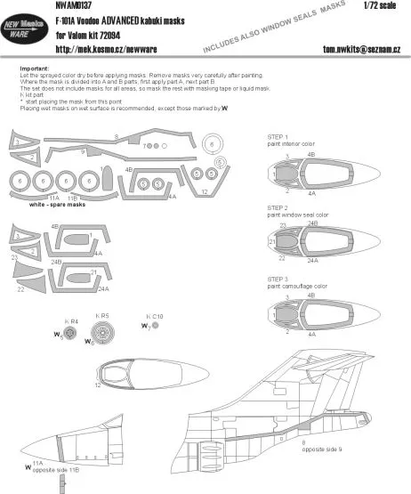 F-101A Voodoo ADVANCED mask for Valom 1:72