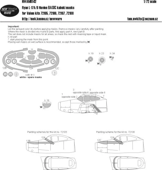 Ryan L-17 A/B BASIC mask for Valom 1:72