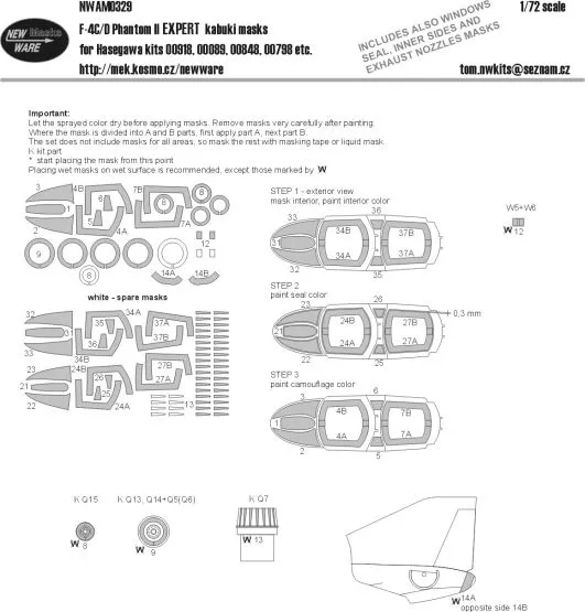 F-4 C/D Phantom II EXPERT mask for Hasegawa 1:72