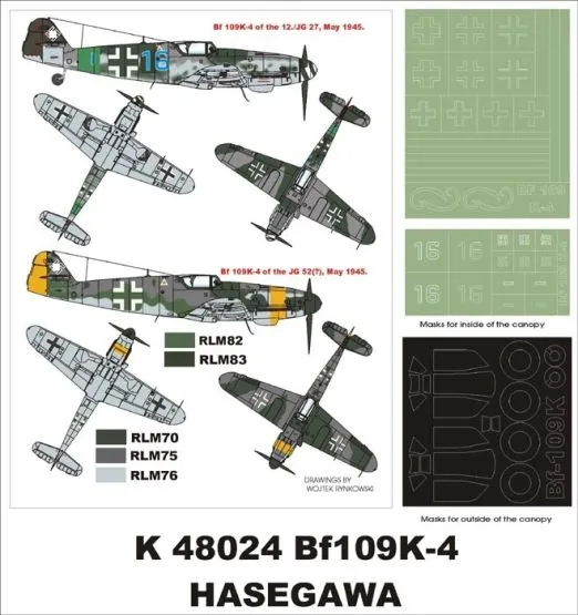 Bf 109K-4 super mask for Hasegawa 1:48