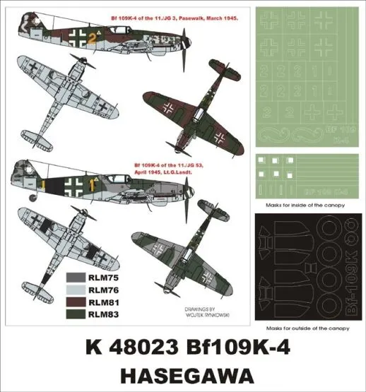 Bf 109K-4 super mask for Hasegawa 1:48